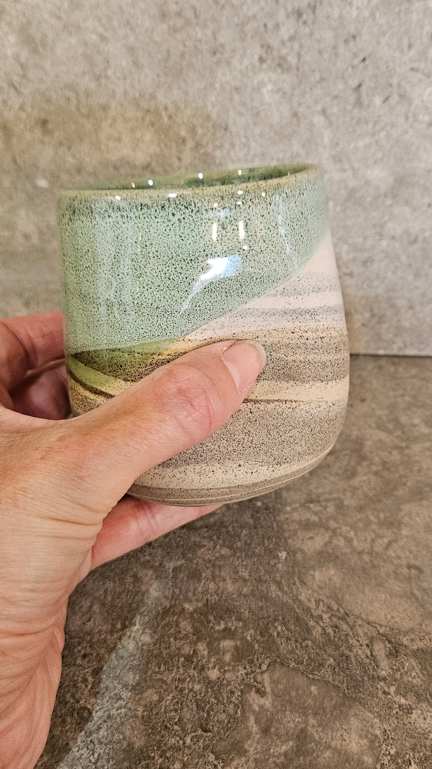 Marbled thumb dent tumbler -Grey