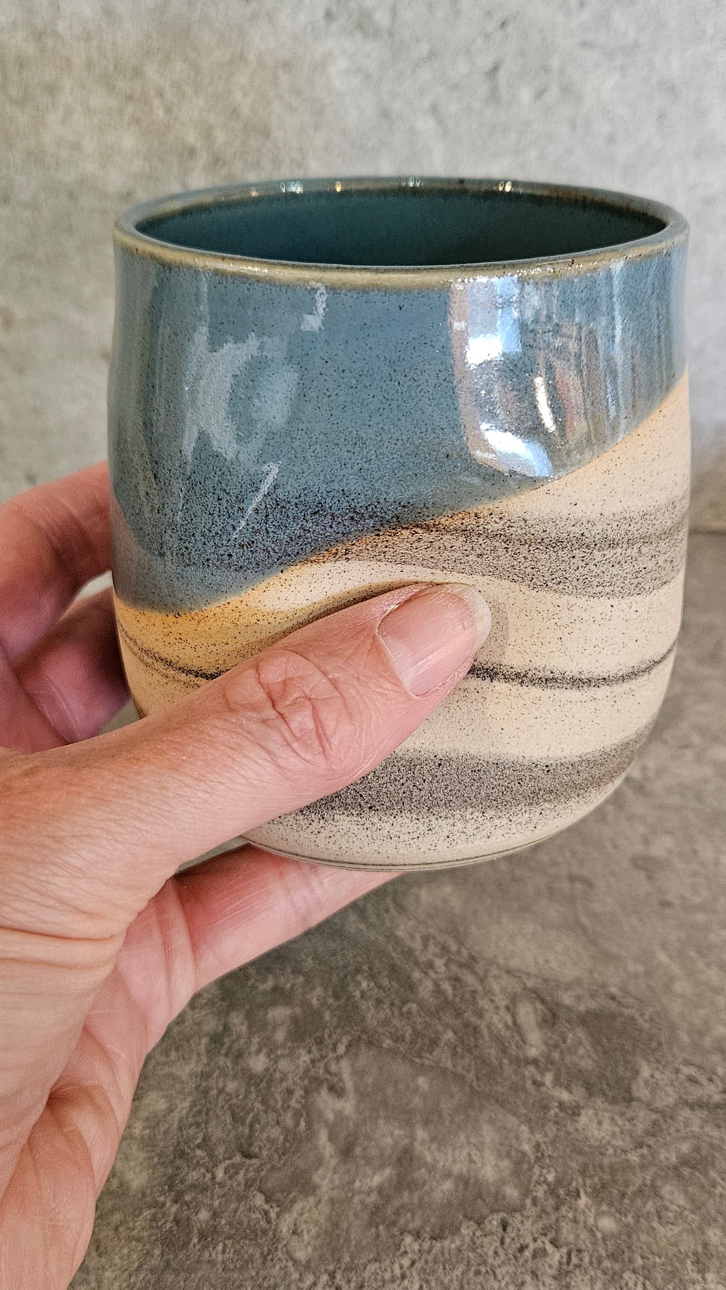 Marbled thumb dent tumbler -Grey