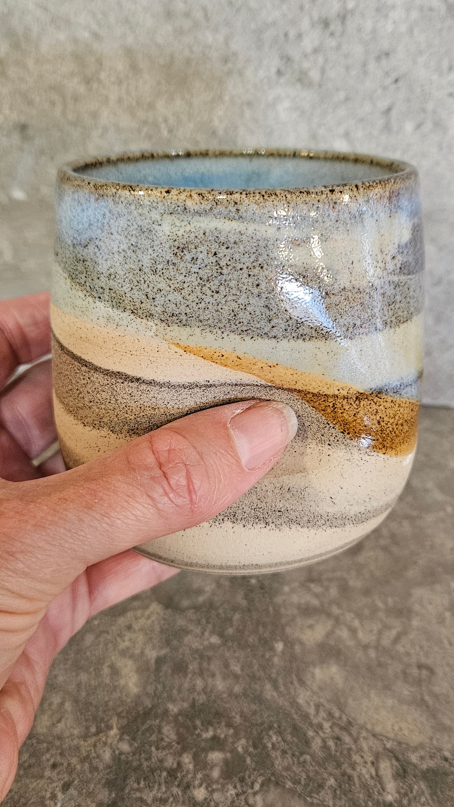 Marbled thumb dent tumbler -Grey
